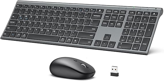 iClever DK03 Bluetooth Keyboard and Mouse Combo, Slim Full-Size, Space Gray