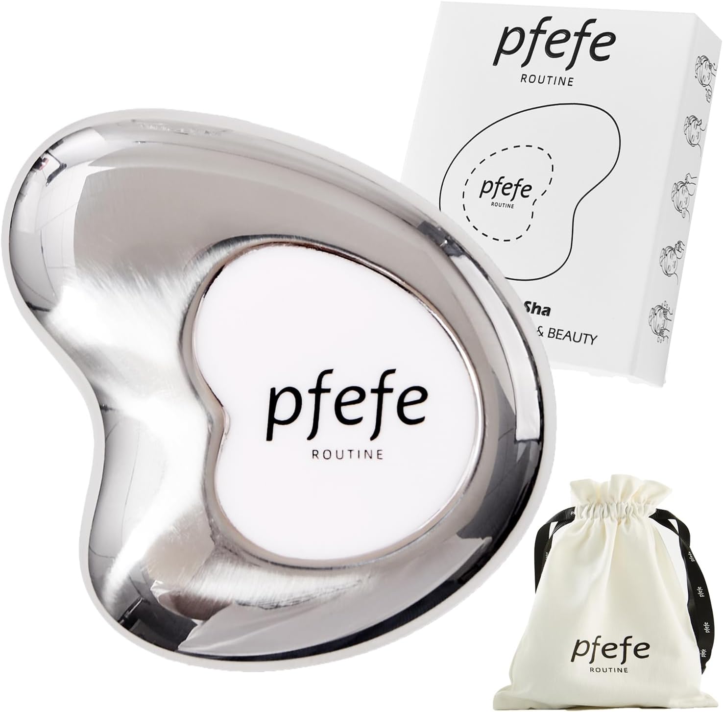 Pfefe Cryo Stainless Steel Gua Sha Facial Beauty Tools, Metal Skin Care Gua Sha for Body SPA Face Neck Eye