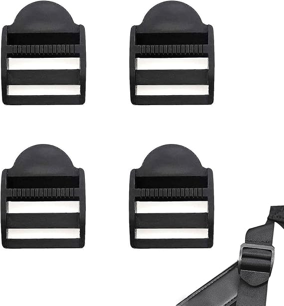 4 Pieces Buckles, Buckle Clip, Plastic Buckle Clips, Rucksack Clips, Plastic Ladderlock Slider Buckles, for Backpack, Webbing, Straps, Bags (Black)