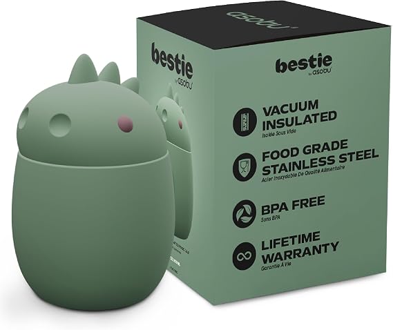 Bestie Foodie Insulated Food Jar, Cute Character, Leak Proof, BPA Free | 20.3 oz, Double Wall Vacuum Insulation, Spill Resistant, Dishwasher Safe, Eco Friendly & Reusable