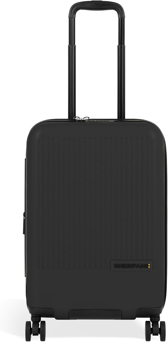 Sherpani Meridian, 22 Inch Carry On Luggage Airline Approved, Rolling Hardside Suitcase 22x14x9, Hard Shell Luggage with Double Spinner Wheels, Expandable Suitcase for Men Women, Travel Gift (Black)