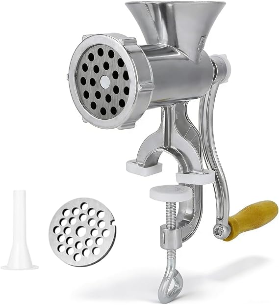 Manual Meat Grinder, Household Hand Grinder, Aluminum Alloy Meat Mincer Sausage Stuffer Maker, Home Kitchen Pepper Grinding Machine for Meat, Sausage, Cookies