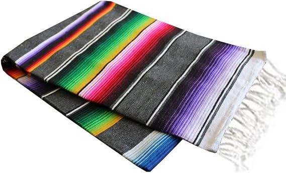 Del Mex Mexican Serape Blanket (X-Large, Gray)