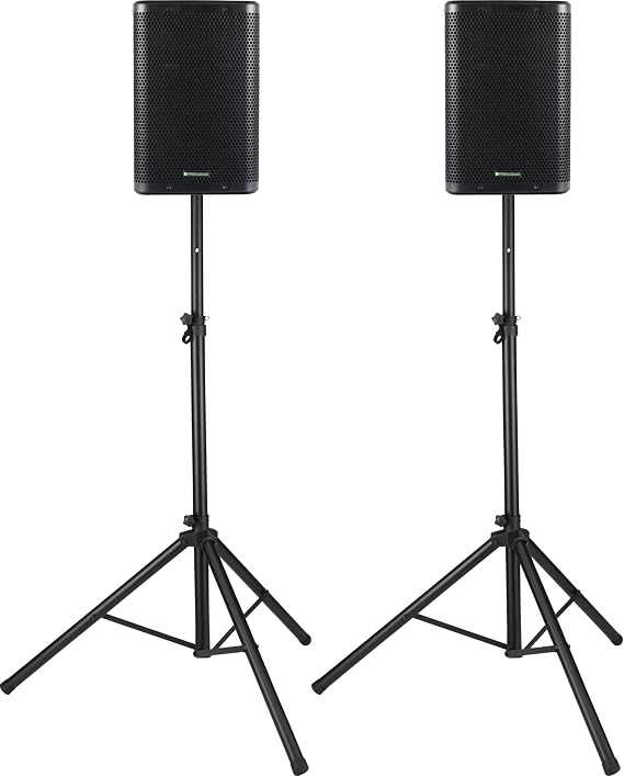 Pronomic C-215 MA Tripod Set - Two Active 2-Way Boxes - Power: 2000 Watt - 15 Woofer + 1.75 Tweeter - Bluetooth and DSP Presets - Plastic Housing with