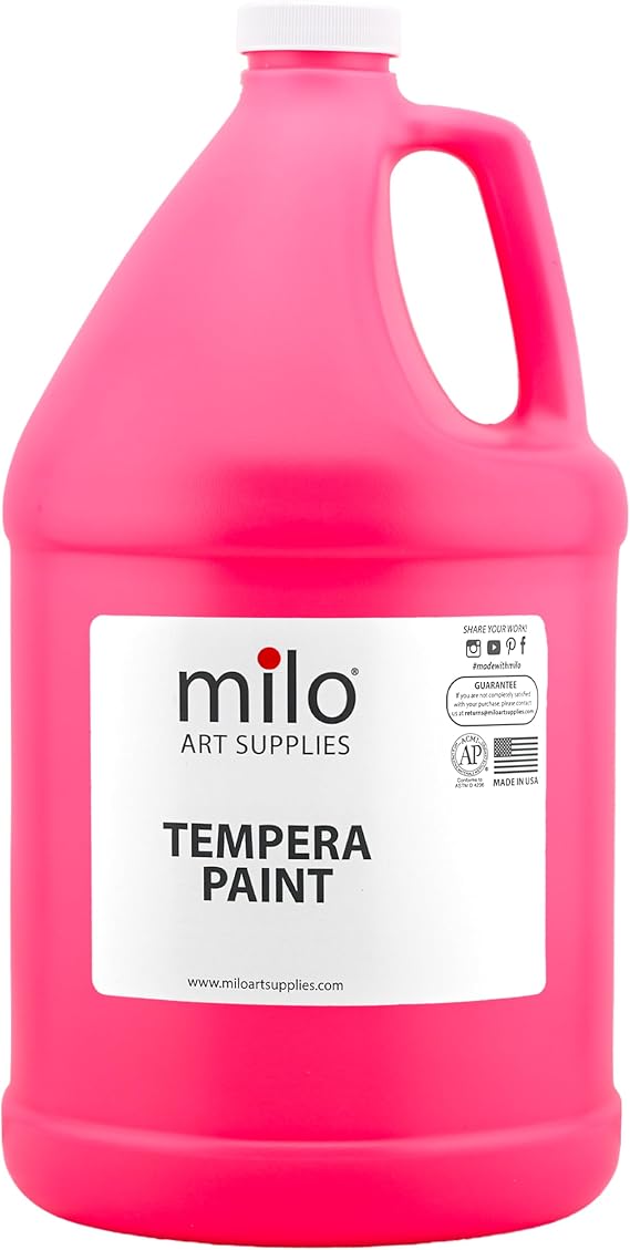 milo Fluorescent Hot Pink Neon UV Tempera Paint, 128 oz Gallon Bottle