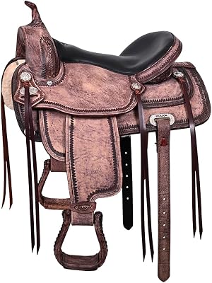 HILASON Western Horse Saddle American Leather Flex Tree Trail & Pleasure Brown | for Horses