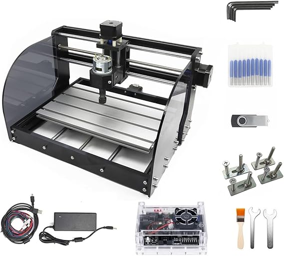 CNC TOPBAOS CNC 3018 Pro Max 3 Axis Desktop DIY Mini Wooden Router Kit Carving Machine Woodworking PCB PVC Milling Carving Machine GRBL Control with ER11 Collet 3018 Pro Max
