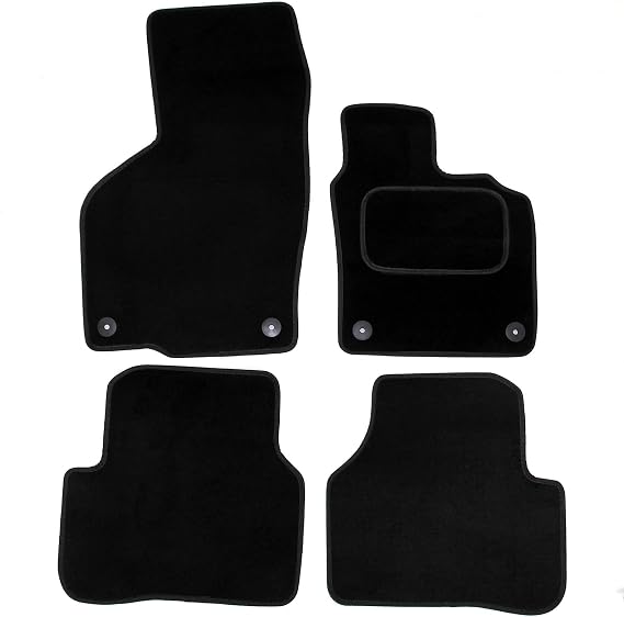 Custom Fit Black Carpet Car Floor Mats for VW Passat B6/B7 2005-2015 | 4 Piece Set with Round Clips