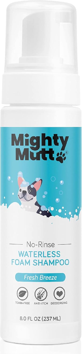 Mighty Mutt Hypoallergenic Waterless Shampoo For Dogs | Dry Shampoo For Dogs | Waterless Foam No Rinse | Anti-Itch, Soothing And Deodorizing | 8Oz