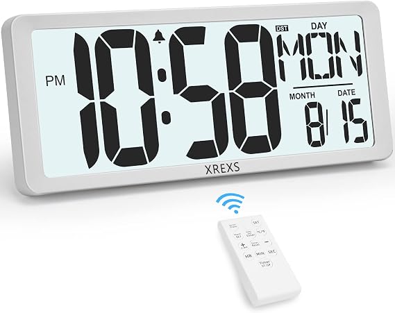 XREXS 14.17" Digital Wall Clock with Backlight (Not Constantly Illuminated)