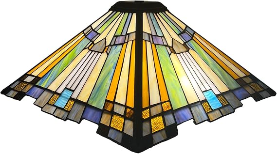 Mission Lamp Shade Replacement Only Tiffany Style Stained Glass Lampshades Vintage Handmade Light Cover Accessories for Table Lamps Pendant Lamps Floor Lights Ceiling Light,16 inch