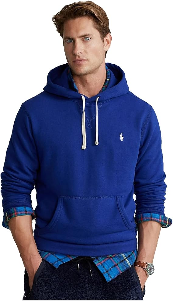 Polo RL Men's Solid "The RL" Fleece Hoodie Sweatshirt (Heritage Royal, Small)