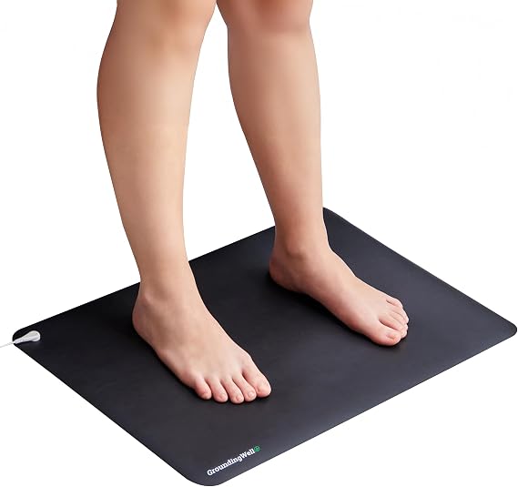 GroundingWell - Grounding Mat for Feet with 15ft Cord, 50K Ohm Resistor, Carbon Layer - Ground Mat for Work, Sleep, Comfort, Wellness Support