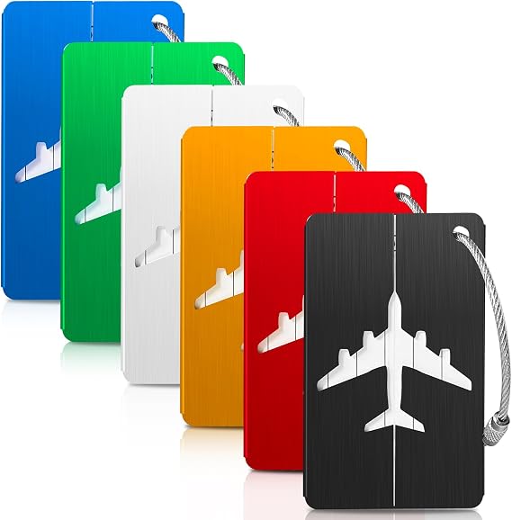 6 Pack Aluminum Luggage Tag for Suitcases with Name ID Card