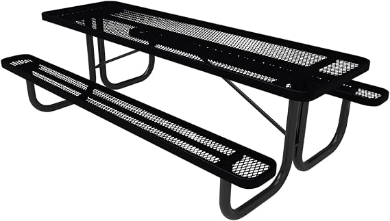 COATEDOUTDOORFURNITURE 8Ft Rect Picnic Table, Expanded, Black