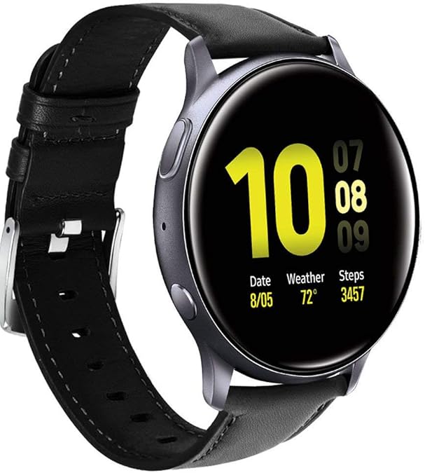 20mm Leather Watch Bands Compatible with Samsung Galaxy Watch FE/7/6/5/4 40mm 44mm, Galaxy Watch 6 Classic 43mm 47mm, Galaxy Watch 5 Pro 45mm/ Watch 4 Classic 42mm 46mm/ Active 2 Straps