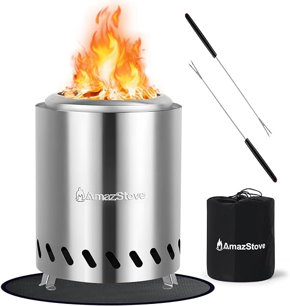 Tabletop Fire Pit by AmazStove, Low Smoke Camping Stove for Outdoor Safe Burning Firepits (8 Inch Tabletop)