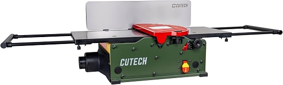 Cutech 401120HI-IF 12-Inch Spiral Cutterhead Benchtop Jointer with Cast Iron Tables, 24 TC Inserts, Extra Large 24" x 6" Cast Iron Fence, Additional 812" Fence Enhancement Brackets, and a 12-amp Motor