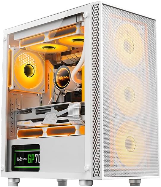 Gaming PC Case, Tempered Glass Mini Tower PC Case, Compatible with ITX, Micro-ATX Motherboards, Transparent Side Panels, Compatible with Air Cooling and Water Cooling