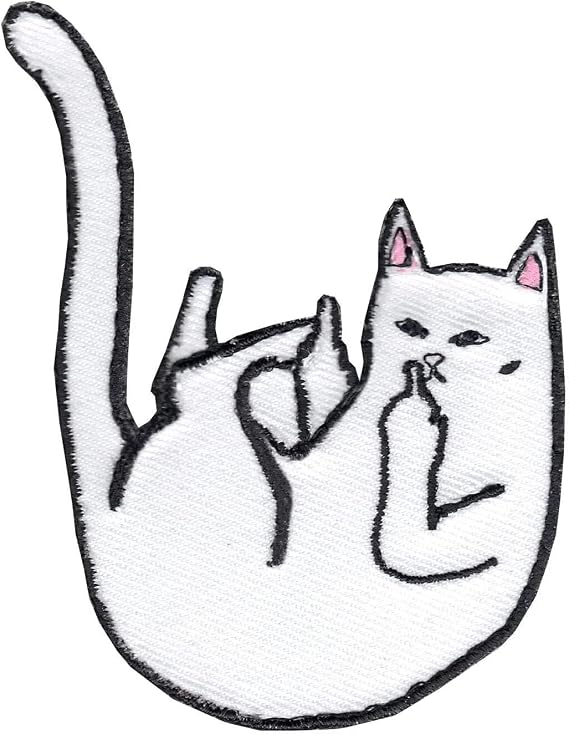 Bad Cat Falling Patch Meme Flip Off Iron On Embroidered