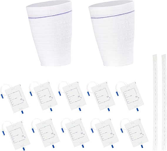 10-Pack Urine Drainage Bags 500 ML with Soft Adjustable Straps and Catheter Leg Bag Holder (Large)2 Count - Suitable for Home and Hospitals Health Aids