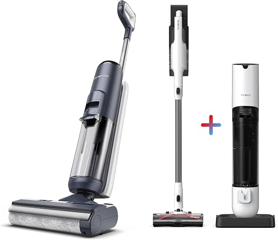 Tineco FLOOR ONE S5 Smart Cordless Wet-Dry Vacuum Cleaner+Pure ONE Station 5 Cordless Stick Vacuum with 2.5L Auto Dust Base