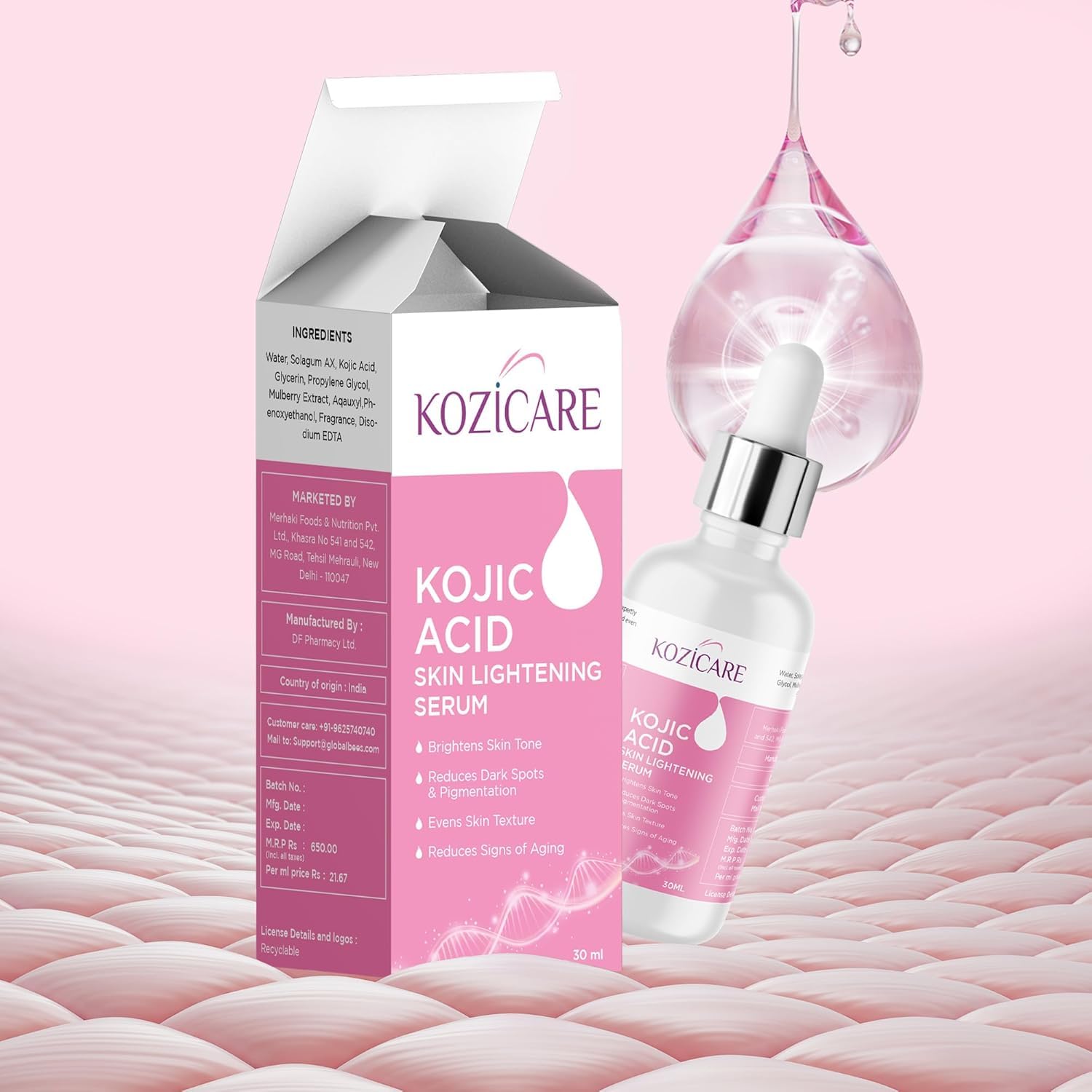 WF Kojic Acid Face Serum For Acne And Dark Spots | Face Serum For Women & Men | Fast Absorbing & Deep Hydration |Helps Achieve a Radiant & Even Tone Skin -30 ML