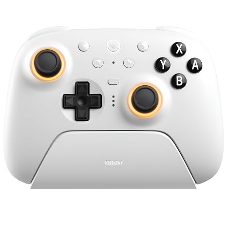 8BitDo Ultimate 2 Bluetooth Controller for Switch, Switch 2 and PC Windows, Switch Pro Controller with TMR Joysticks and Charging Dock, Tactile/Hall Triggers, Vibration & Motion Control, RGB Fire Ring