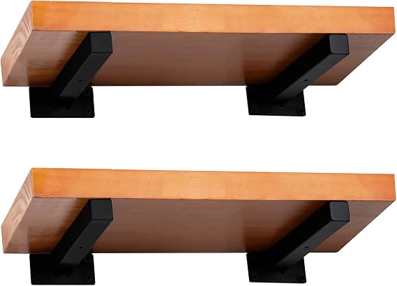 Shelf Brackets 10 inch for Shelves,Industrial Iron Shelf Bracket, Black Heavy Duty Floating Shelf Bracket Decorative for Wall, 4 Pack