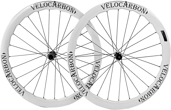Carbon Wheels 700c Disc Brake Wheelset Carbon Fiber Road Bicycle Wheels Tubeless Ready Clincher Lightweight V-Shaped Rim 50mm 27 Width