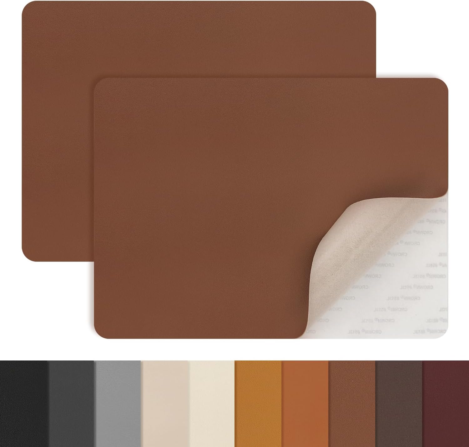 LEMBIK Leather Repair Patches, Self-Adhesive Leather Patch for Couch, Sofas, Furniture, Car Seats, Office Chairs, Pack of 2 Brown