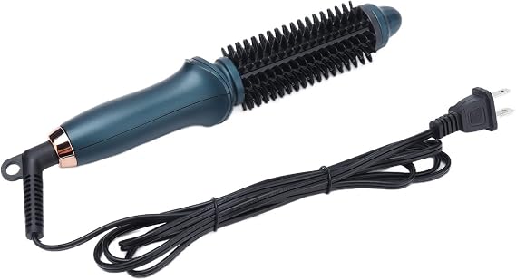 Heated Styling/Curling Iron Brush, 2-in-1 Ceramic 1 inch Ionic Hair Curler/Straightener, Anti-Scald Nylon Bristles, Auto-Rotating Curling Brush, Anti-Frizz Electric Curl Wand for All Hair Types