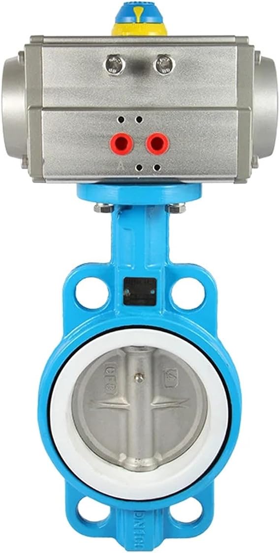 Pneumatic Butterfly Valve DN40-DN400 Wafer Type Pneumatic Valve automatic valve for Liquid/Gas/Water/Oil(Size:DN40)