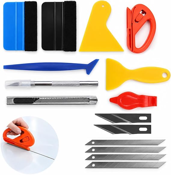 24Pcs Vinyl Wrap Tools, Window Tint Tool Kit With Felt Squeegee & Cutter