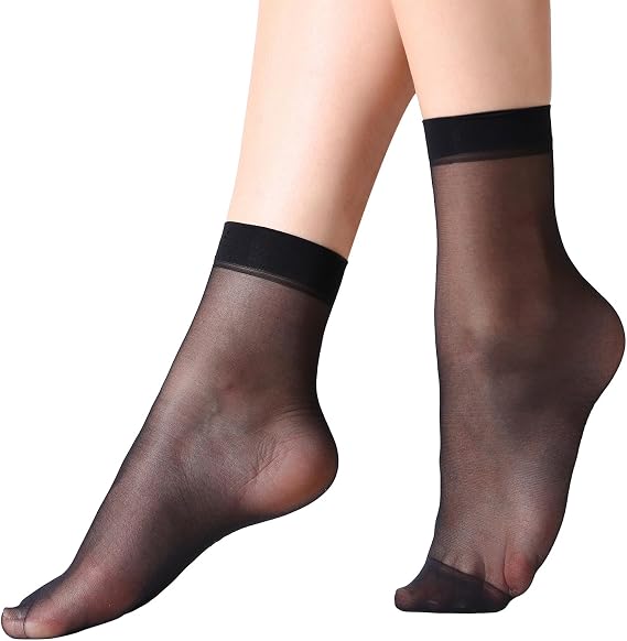 Yilanmy 12 Pairs Sheer Ankle High Socks Nylon Reinfored Toe Pantyhose Socks for Women