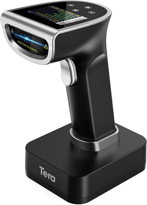 Tera Barcode Scanner 2D Wireless with Screen: Charging Cradle HW0015 Silver