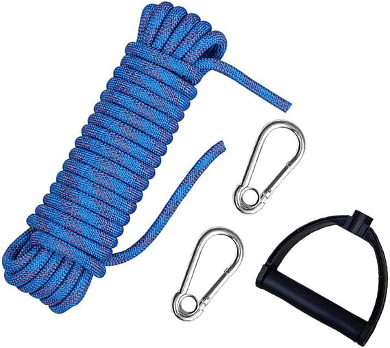 Nylon Tow Rope Sled Cart Pull Rope with Handle & Stainless Steels Carabiner Buckles Wakeboard Tow Rope Easy to Use