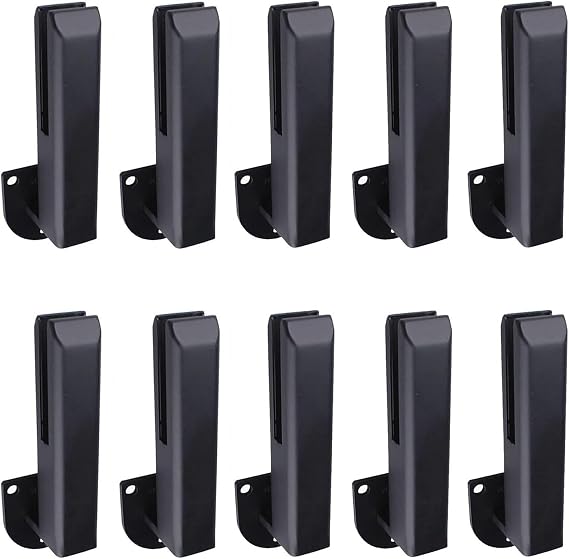 New Version Side Glass Mounting Bracket, Stainless Steel Glass Railing System/Glass Clamps, Pool Fence Railing Post Clamps for Garden Deck Balcony Stair Handrail,Black,10 Pack