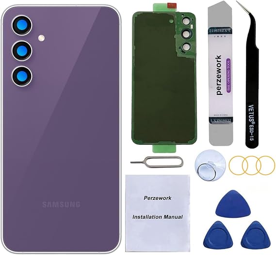 OEM Rear Back Glass Replacement for Samsung Galaxy S23 FE with Reparing Toolkit and Manual (Purple)