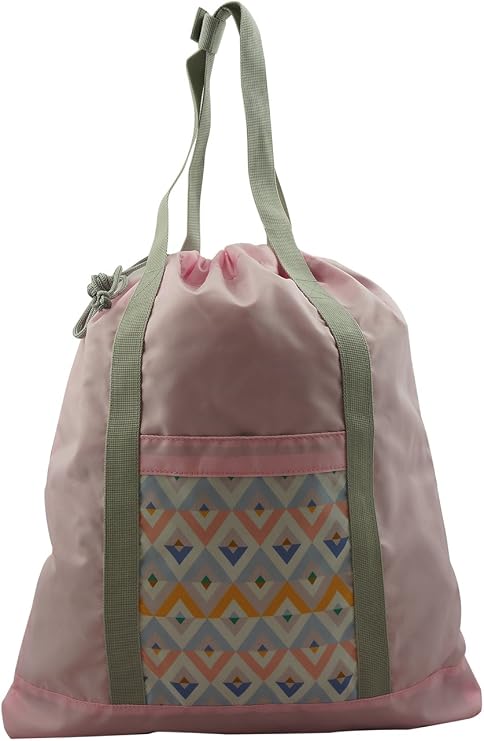 K-Cliffs Lightweight Drawstring Backpack Tote Bag 2-in-1 Convertible Reuseable Grocery Shopping Tote Bag Quality Reversible Gym Bag Pattern Pink