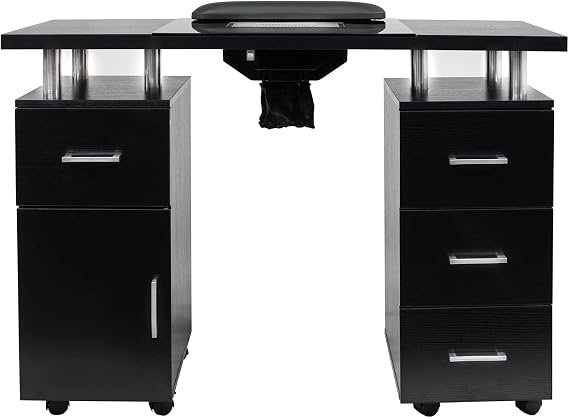 DERMALOGIC Manicure Table Glass Glow Black II Salon Nail Table Salon Furniture & Equipment, Light Version