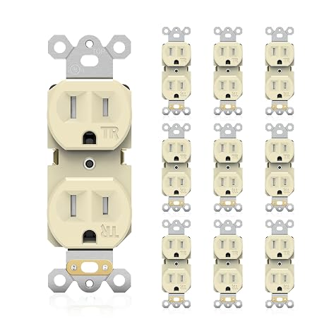 15A Tamper-Resistant Decorative Receptacle Decorative Outlet, Ivory, 10 PK | Child proof, duplex, self-grounding, commercial grade, 2-pole 3-wire