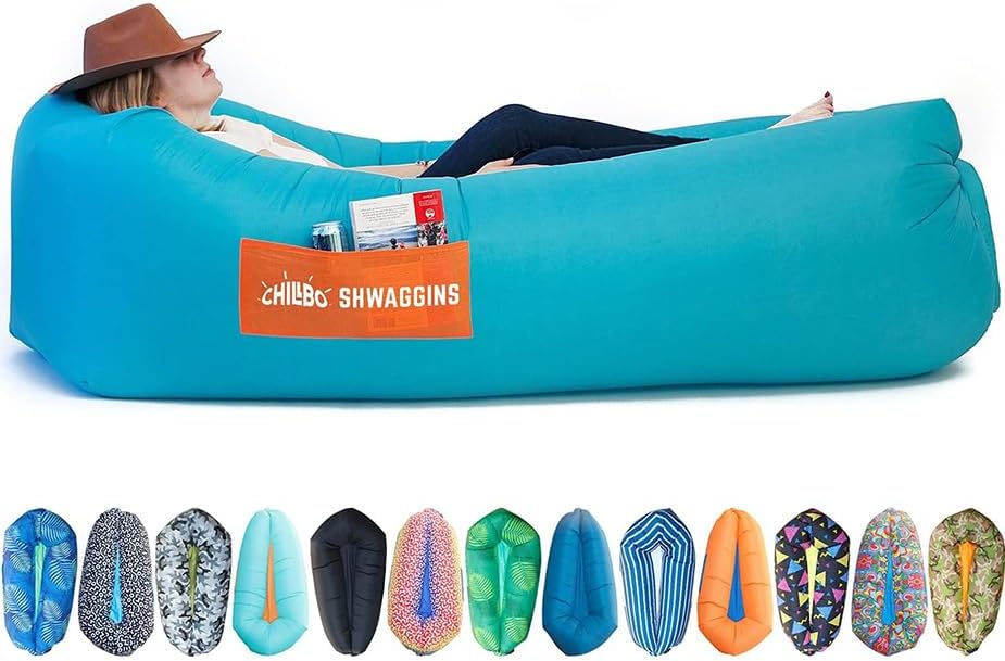 Chillbo Shwaggins Inflatable Couch – Cool Inflatable Chair Easy Setup is Perfect for Hiking Gear, Beach Chair and Music Festivals. Turquoise