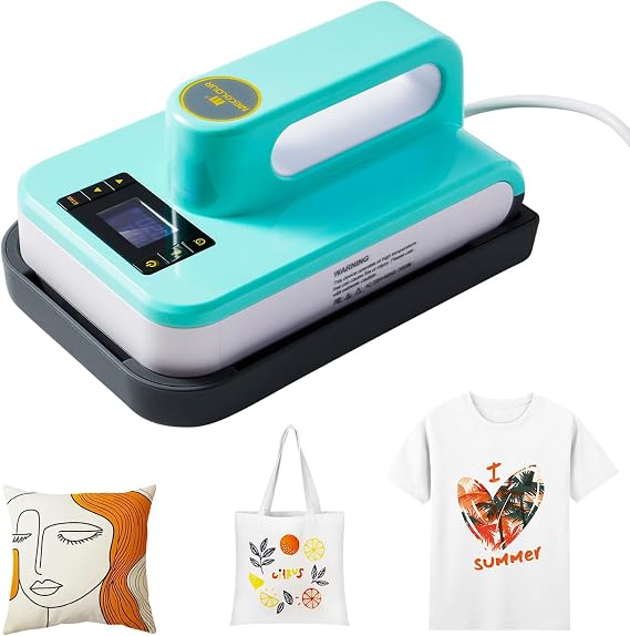 Heat Press Machine MECOLOUR for T-Shirts(5x7 in), Portable Heat Press Used to Sublimation and HTV Vinyl with Precise Temp Control, Max Temp 410F/210 C, for Hat, Bag, Heating Transfer Projects