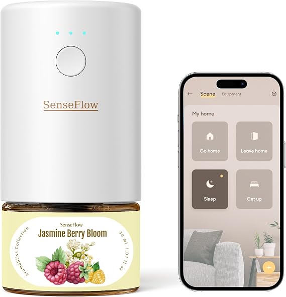 Essential Oil Refill 1.02oz/30ml - Free SF101 Waterless Aromatherapy Diffuser, Covers 1000 Sq Ft, 120-Day Natural Scent,Jasmine Berry Bloom