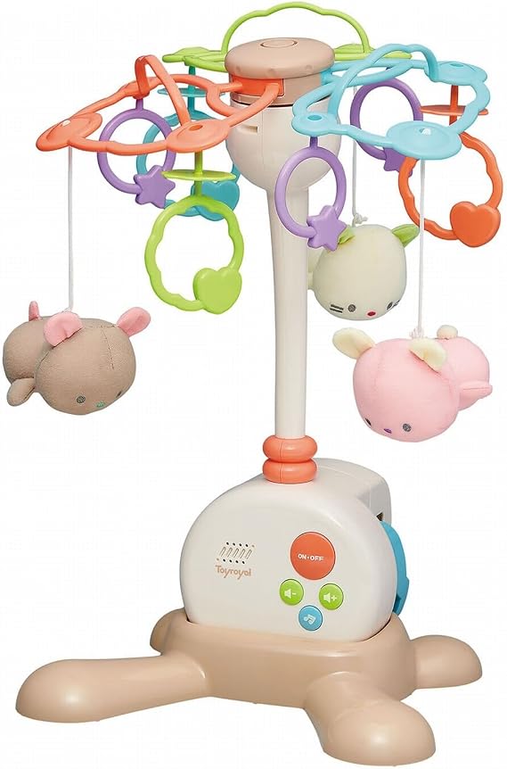 Toy Royal Peaceful Fluffy 3-Way Mobile Folding Bed/Floor Placement/Baby Bed Hand Washable Baby Mobile Automatic Off Timer/Silent Design Stuffed Animal Rattle Music Box