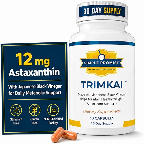 TrimKai - Japanese Black Vinegar Capsules for Daily Wellness - Astaxanthin