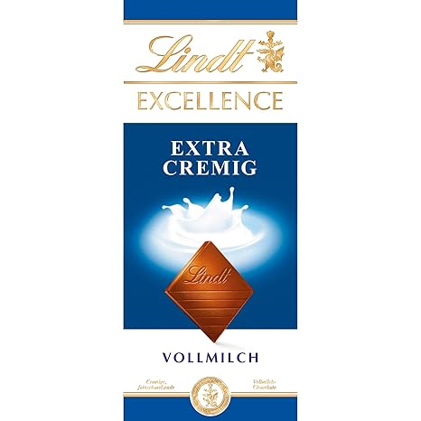 Lindt Excellence Extra Creamy Milk Chocolate 100 g Bar Delicate Melting Elegant Milk Chocolate with Creamy Milky Aroma Intense Long-Lasting Taste Chocolate Gift Full milk chocolate extra thin fine melt for sharing and giving as a gift moments of enjoyment premium chocolate