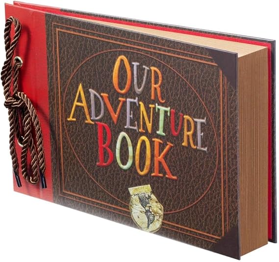 Scrapbook Photo Album,Our Adventure Book, Embossed Words Hard Cover Movie Up Travel Scrapbook for Anniversary, Wedding, Travelling, Baby Shower, etc (Adventure Book)