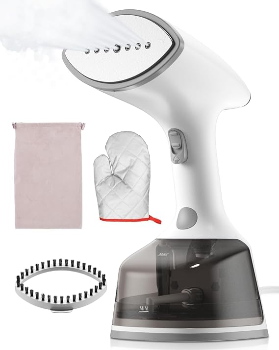 Upgrade Steamer for Clothes,1500W 30s Quick Heat Handheld Clothes Steamer,Fabric Wrinkles Remover Garment Steamer with Smart LCD,2 in 1 Clothing Iron with 300ml Tank and Fabric Brush (25s Quick Heat)
